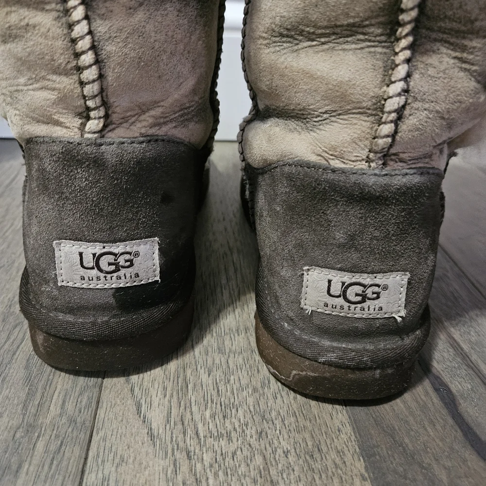 UGG Women's Buttoned Shearling Boots - Brown and Cream
